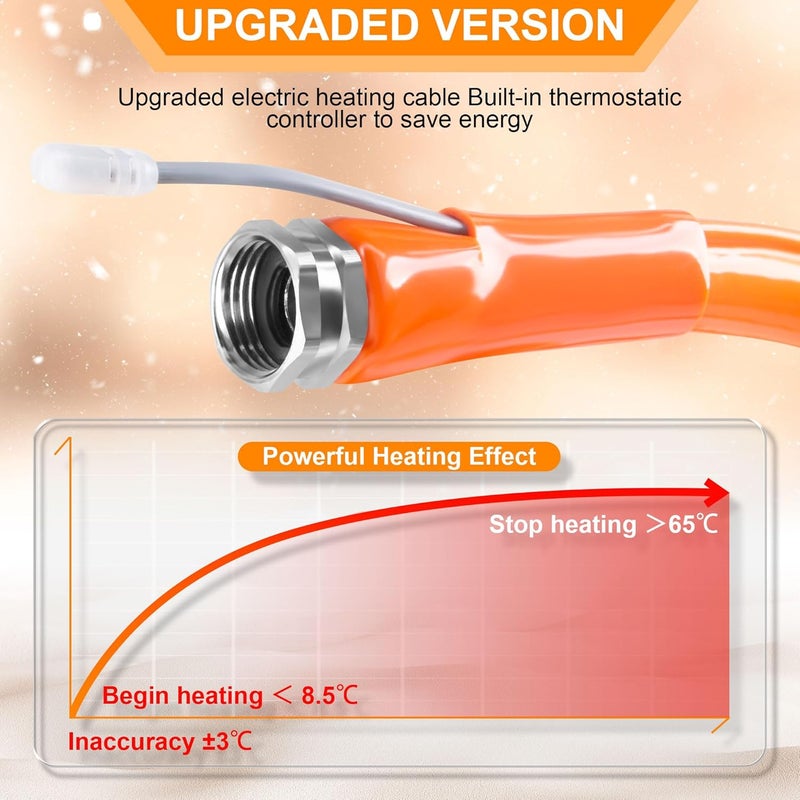 Ficstar 30FT Heated Drinking Water Hose for RV, Heated Water Hose Antifreeze to -45°F, 5/8" I.D. with 3/4" GHT Adapter, Lead and BPA Free,No Odor - Image 5